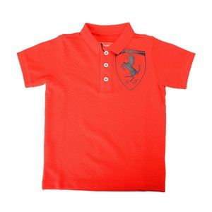 Scuderia Ferrari Boy "Scudetto Piquet"Red Short Sleeve Polo Shirt